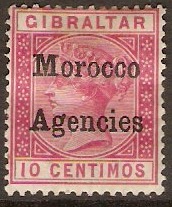 Gibraltar Issues Overprinted 1899 10c Carmine. SG10.